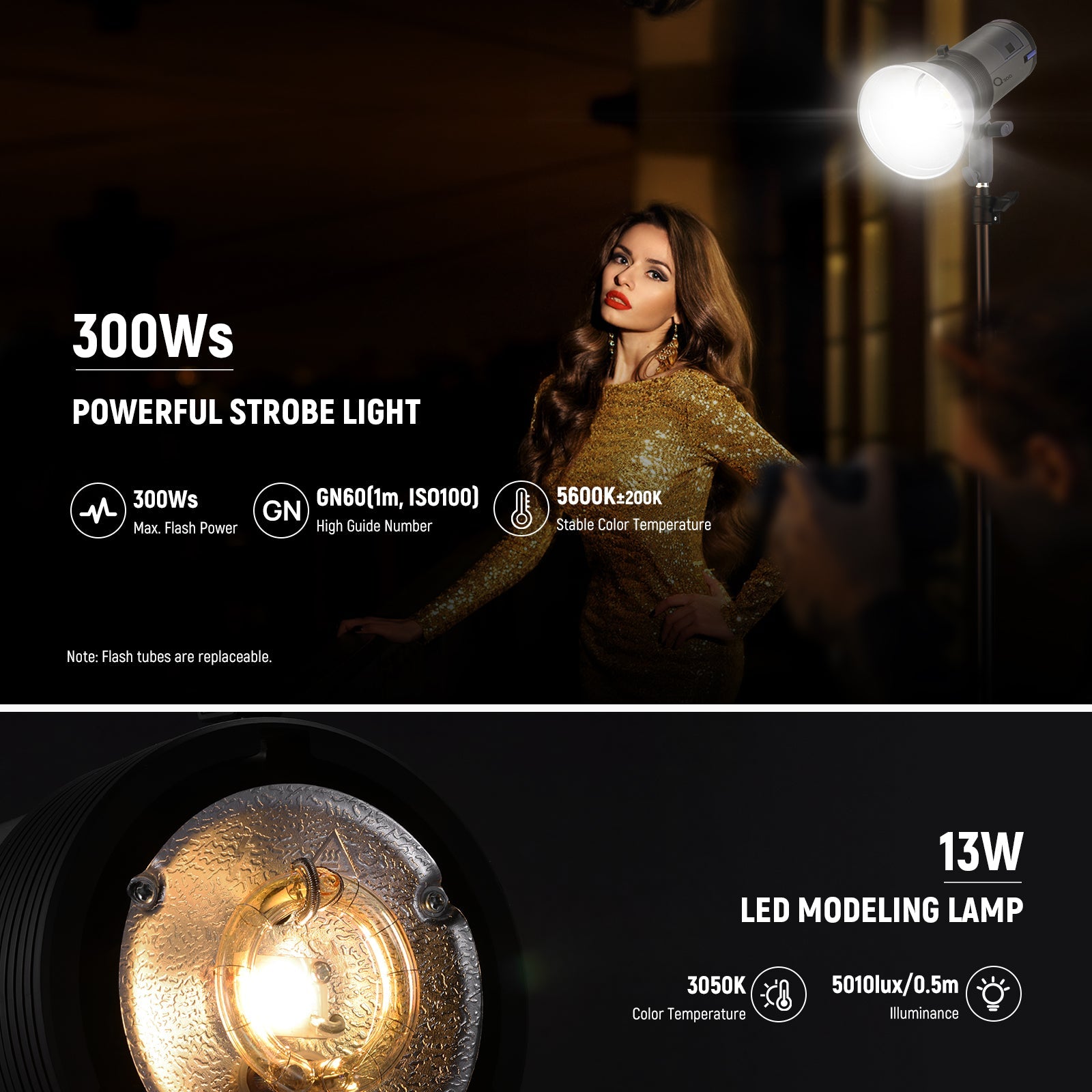 NEEWER Q300 300w 2.4g Outdoor Studio Flash Strobe with Lithium Battery