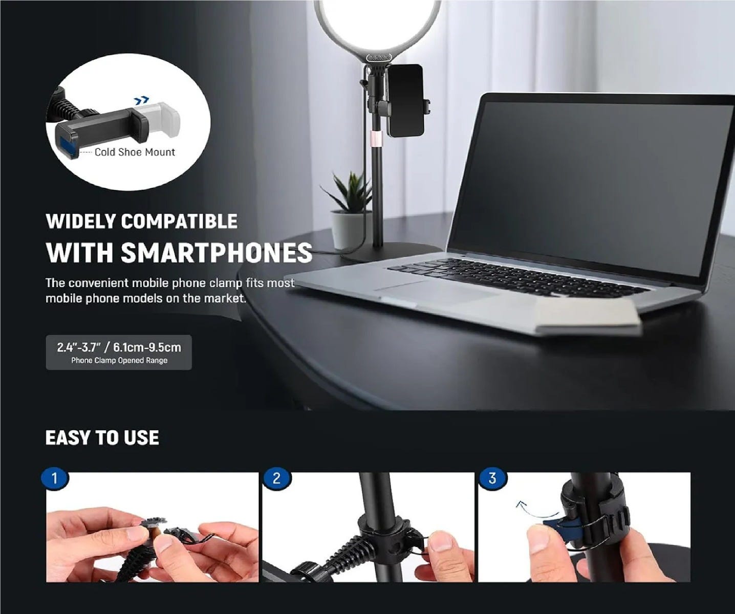 NEEWER R10 Desktop Ring Light with Light Stand and Phone Holder - 2 Pack