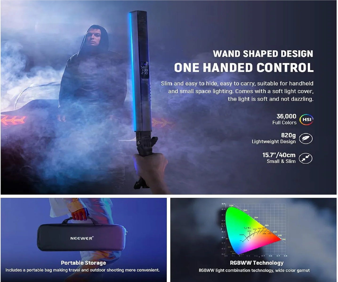 NEEWER RGB2 Handheld RGB LED Video Light Wand - 2 Pack