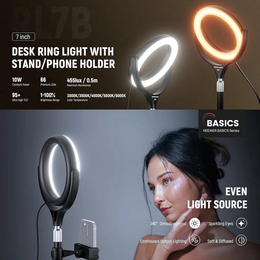 NEEWER RL7B 18cm Ring Light with Mini Stand