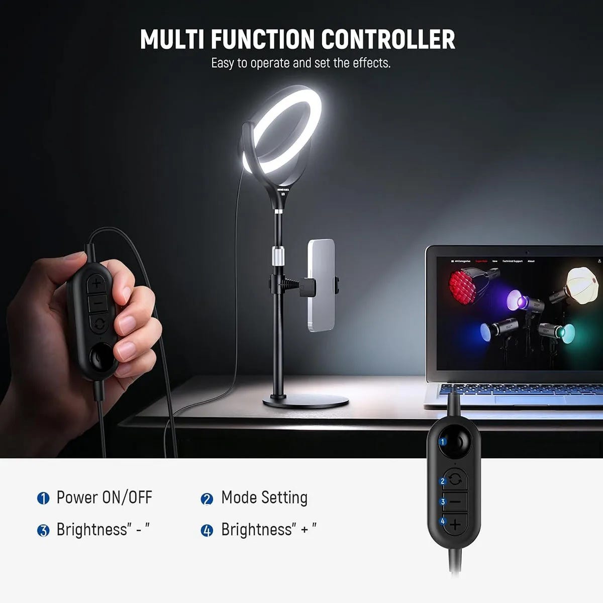 NEEWER RL7B 18cm Ring Light with Mini Stand