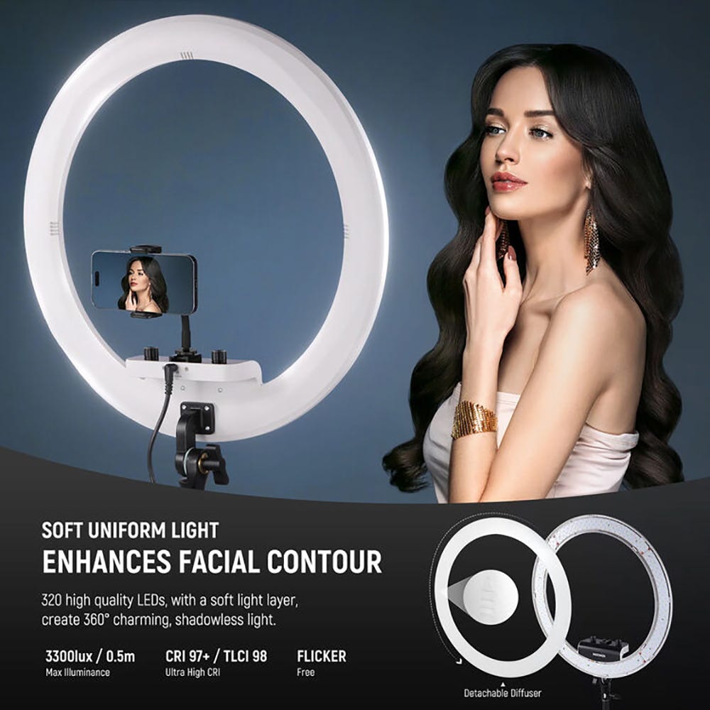 NEEWER RP18B Pro Ring Light Kit with Phone Holder and Light Stand