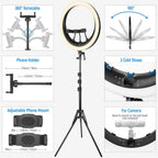 NEEWER RP19H Ring Light Kit with 3 Phone Holders and Light Stand