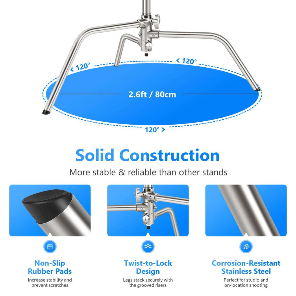 NEEWER SC320 Stainless Steel Heavy Duty C-Stand with Boom Arm
