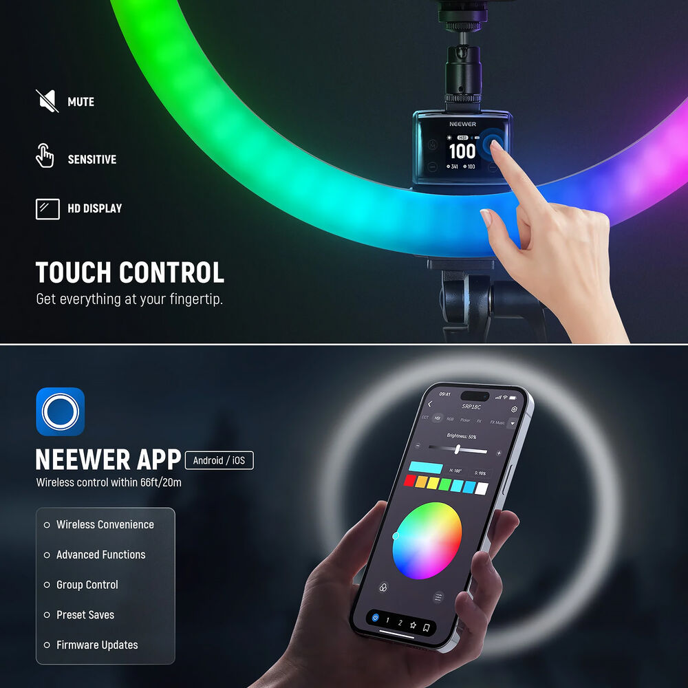 NEEWER SRP18C Ultra-Slim RGB Ring Light
