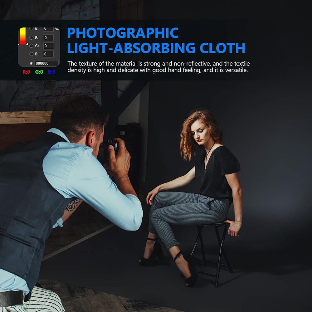 NEEWER Studio Backdrop Black - 1.8x2.8m
