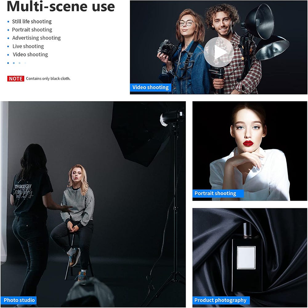 NEEWER Studio Backdrop Black - 1.8x2.8m