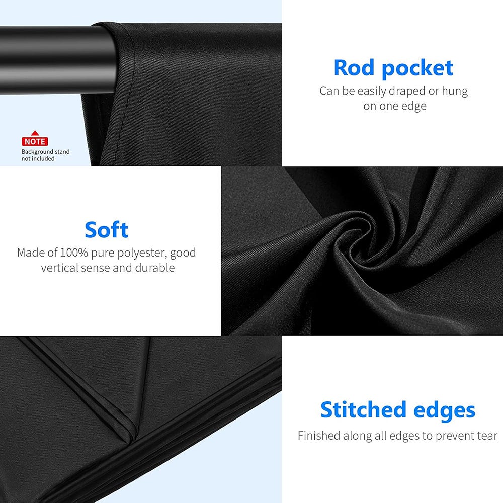 NEEWER Studio Backdrop Black - 1.8x2.8m