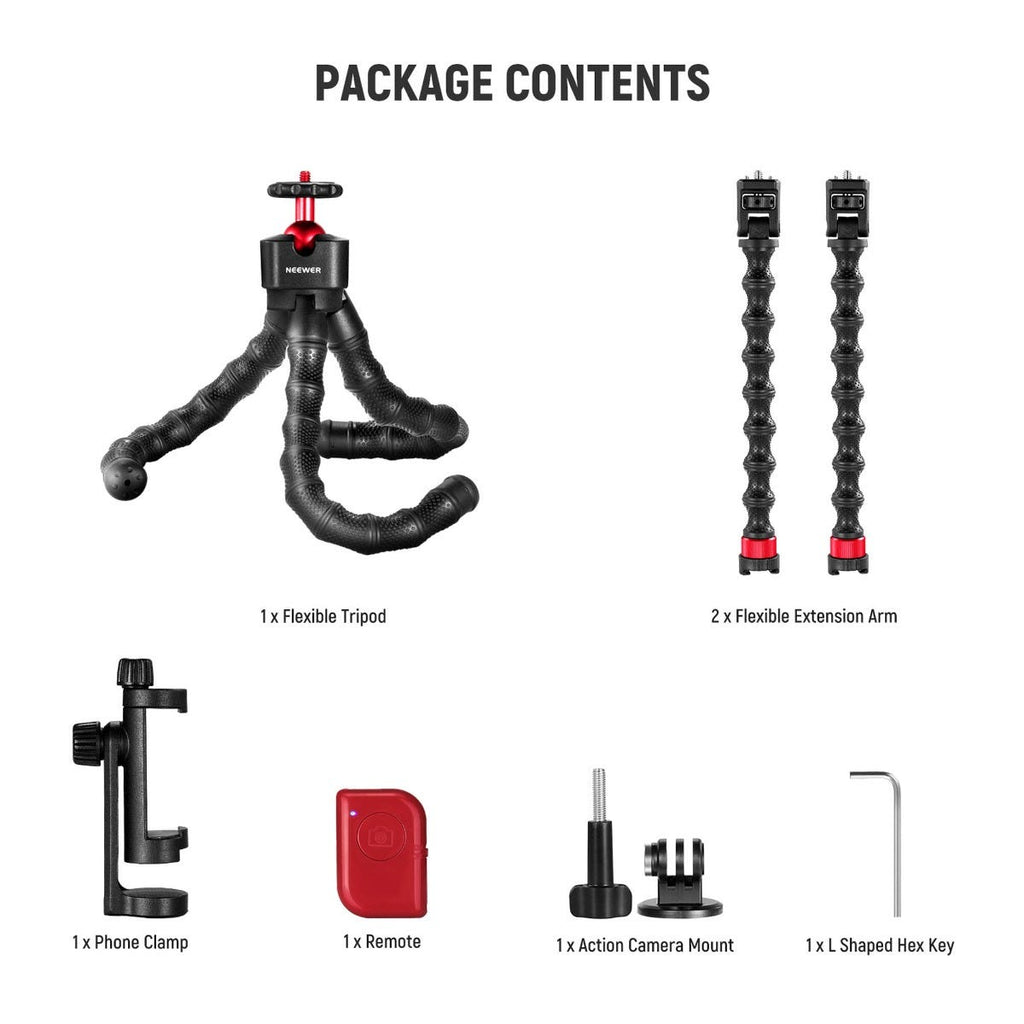 NEEWER T91 Flexible Tripod with 2 Magic Arms