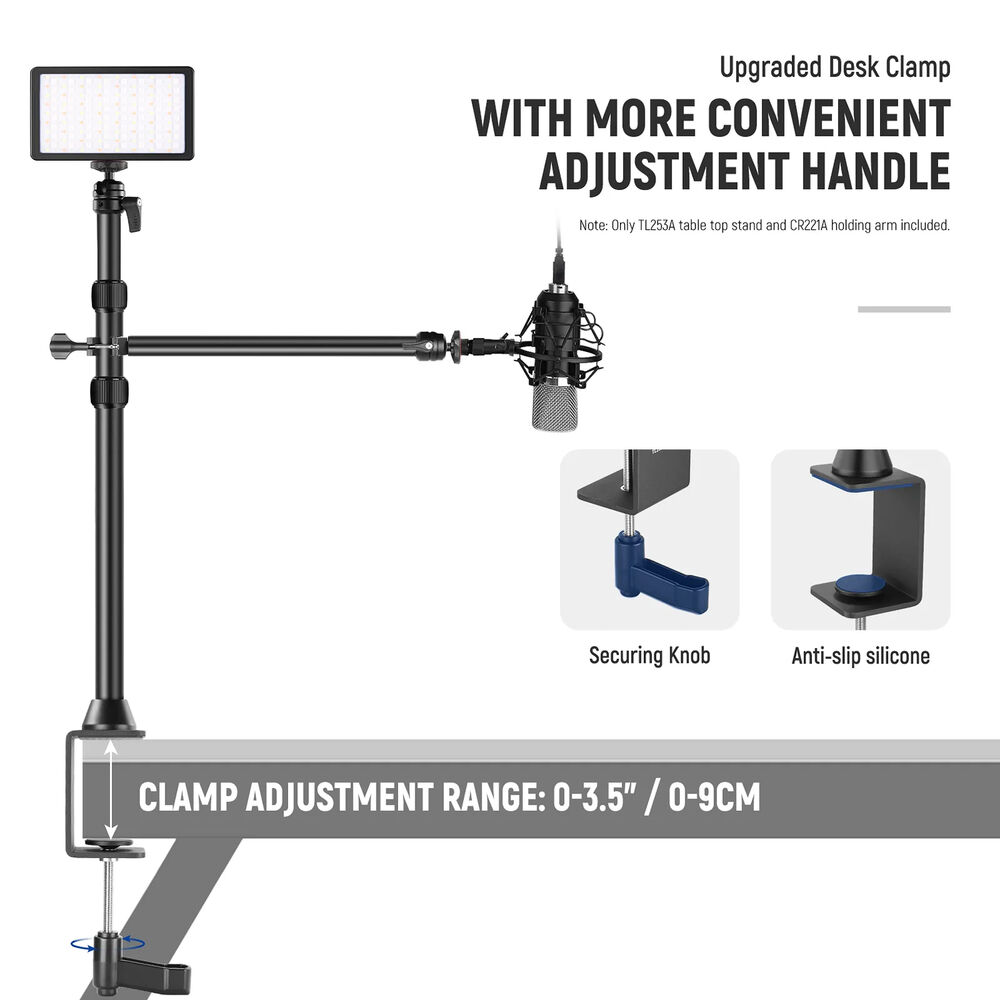 NEEWER TL253A Tabletop Stand with Auxiliary Holding Arm