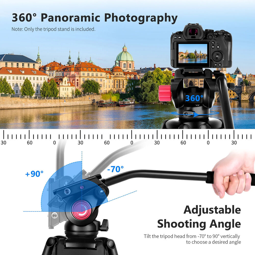 NEEWER TP-M200 200cm Heavy Duty Video Tripod with Fluid Head
