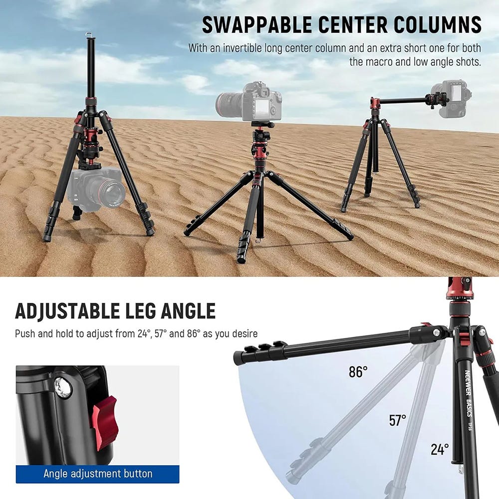 NEEWER TP16 1.8m Aluminium Tripod with Adjustable Center Column