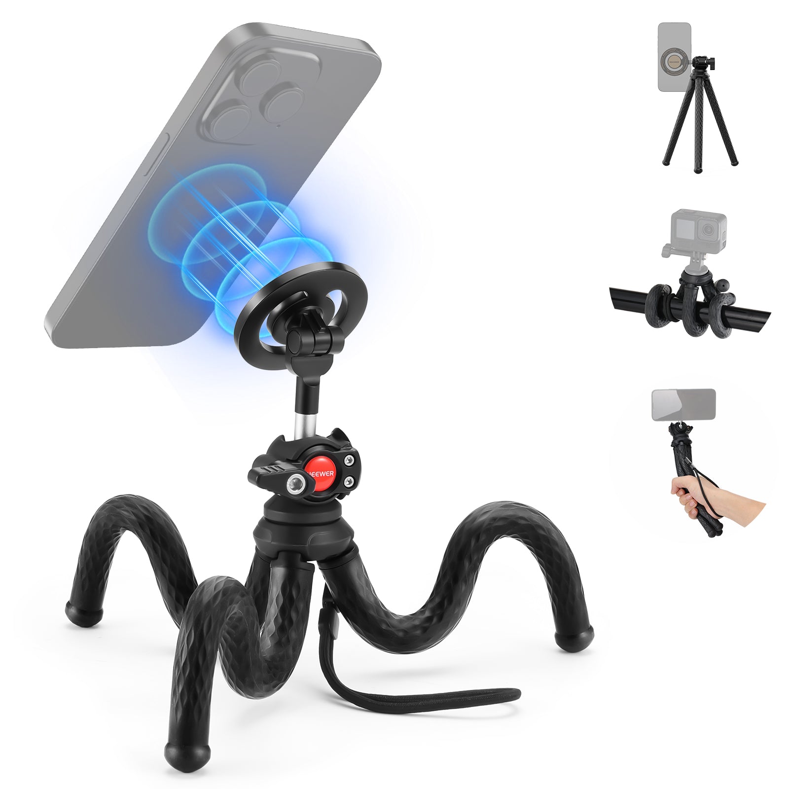 NEEWER TP33 Magnetic Flexible Tripod with Ball Head and Magnetic Phone Holder
