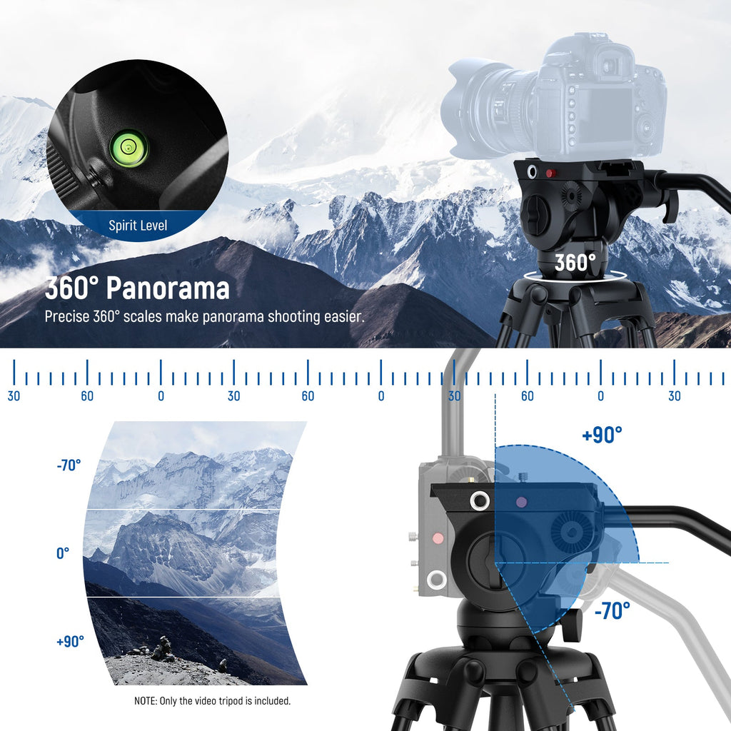 NEEWER TP37 187cm Video Tripod with Fluid Head