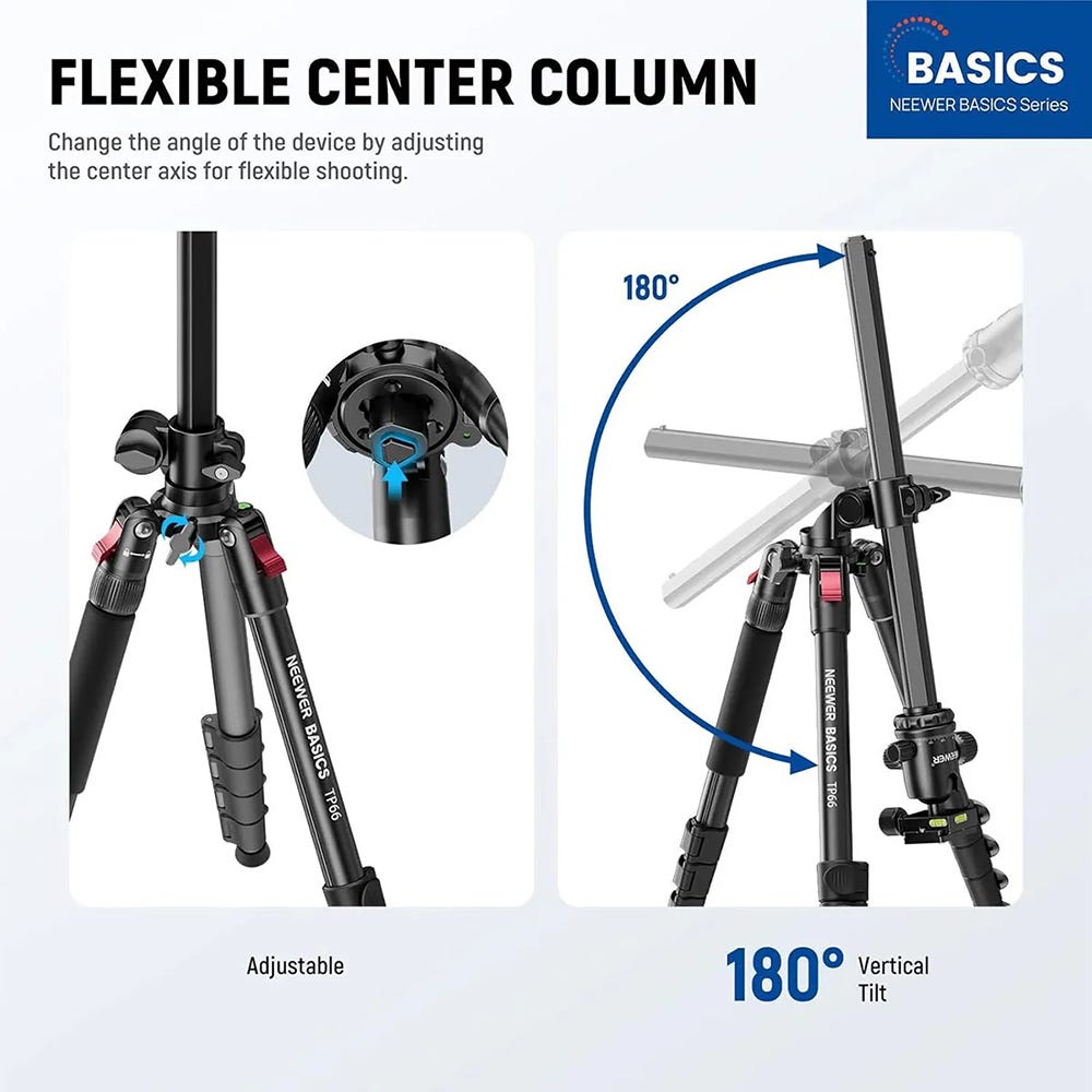 NEEWER TP66 1.6m Aluminium Horizontal Tripod for Dual Camera