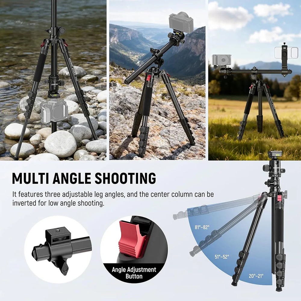 NEEWER TP66 1.6m Aluminium Horizontal Tripod for Dual Camera