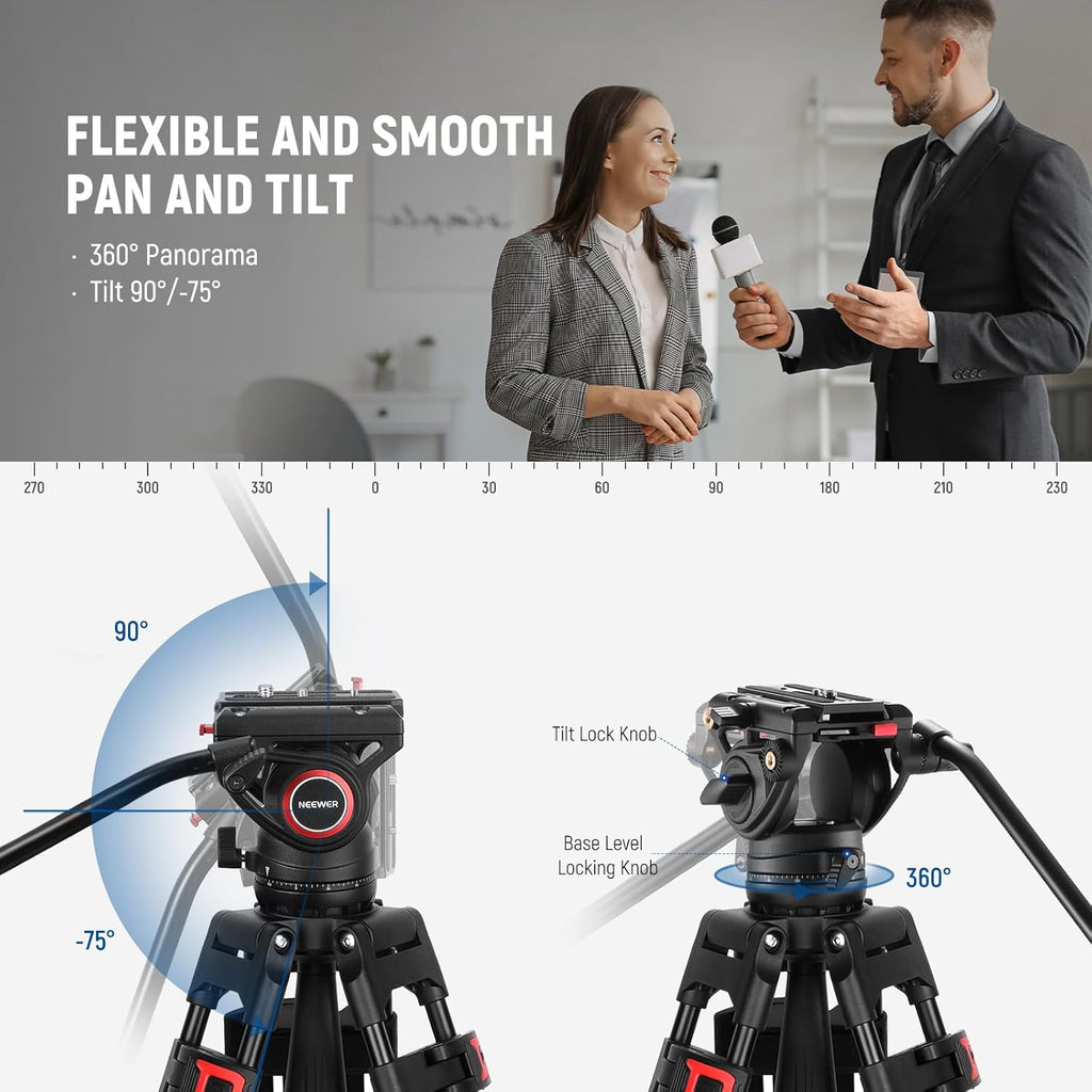 NEEWER TP74 187cm Pro Video Tripod with Fluid Head