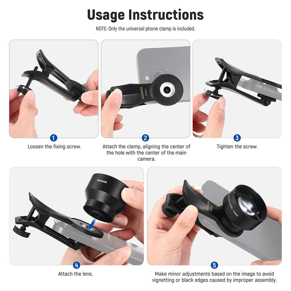 NEEWER Universal Phone Clamp with 17mm Thread
