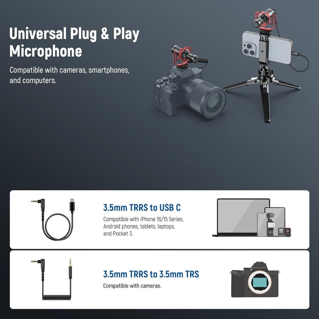 NEEWER VM11 Mini Supercardioid Microphone with TRRS Cable