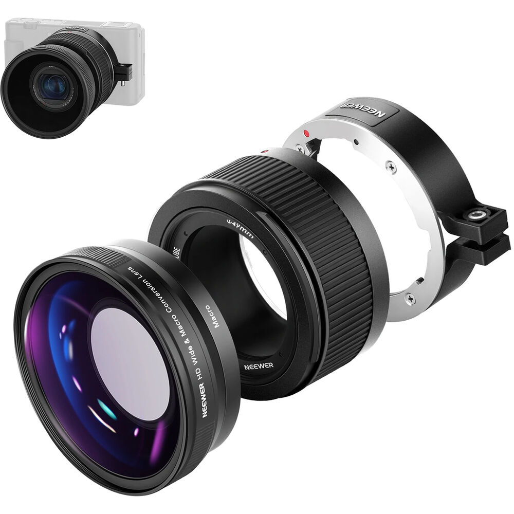NEEWER Wide & Macro Conversion Lens 0.75x for Sony ZV1 - Black