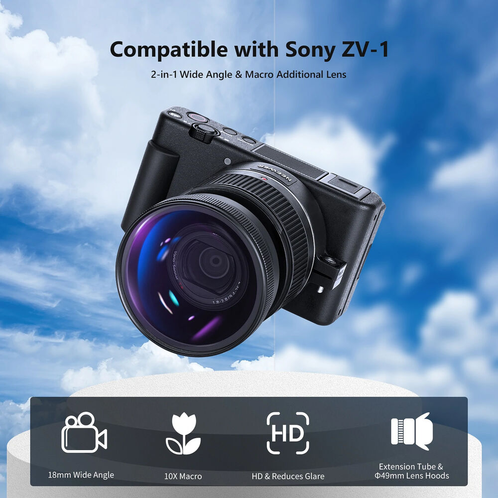 NEEWER Wide & Macro Conversion Lens 0.75x for Sony ZV1 - Black