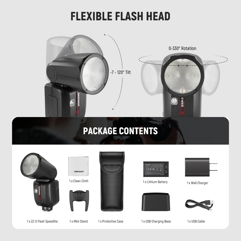 NEEWER Z2-S TTL Round Head Flash Speedlite with Lithium Battery - Sony