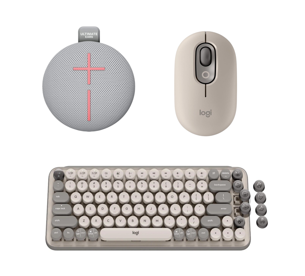 Logitech POP Keyboard and Mouse Combo with Ultimate Ears MINIROLL (Grey)