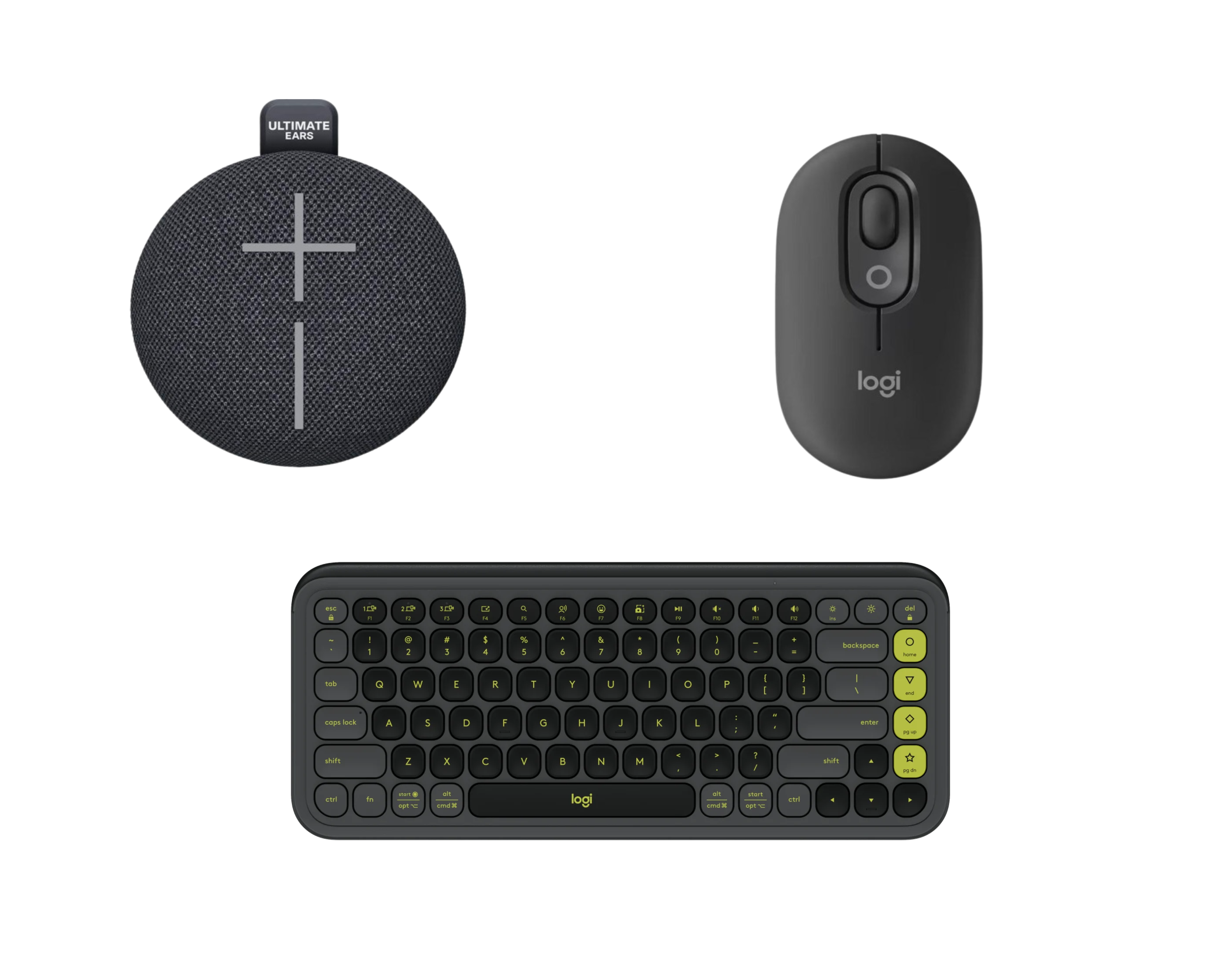 Logitech POP Keyboard and Mouse Combo with Ultimate Ears MINIROLL (Graphite)