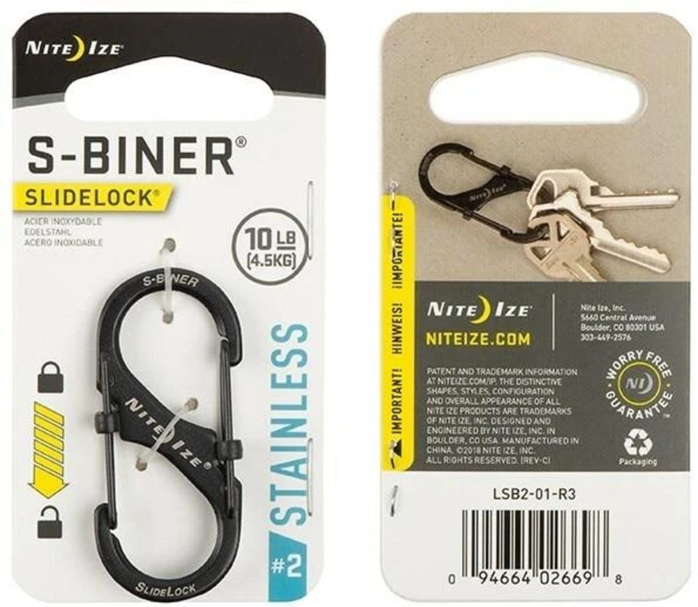 Nite Ize S-Biner SlideLock Stainless Steel #2 - Black