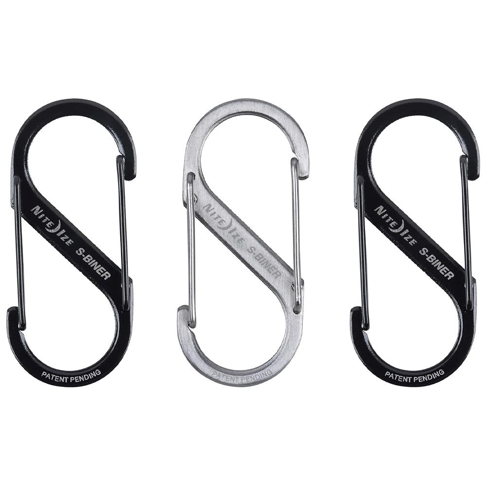 Nite Ize S-Biner Dual Carabiner Stainless Steel #2 - Black and Stainless - 3 Pack