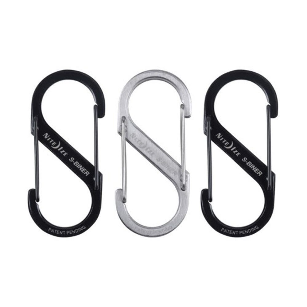 Nite Ize S-Biner Dual Carabiner Stainless Steel #3 - Black and Stainless - 3 Pack