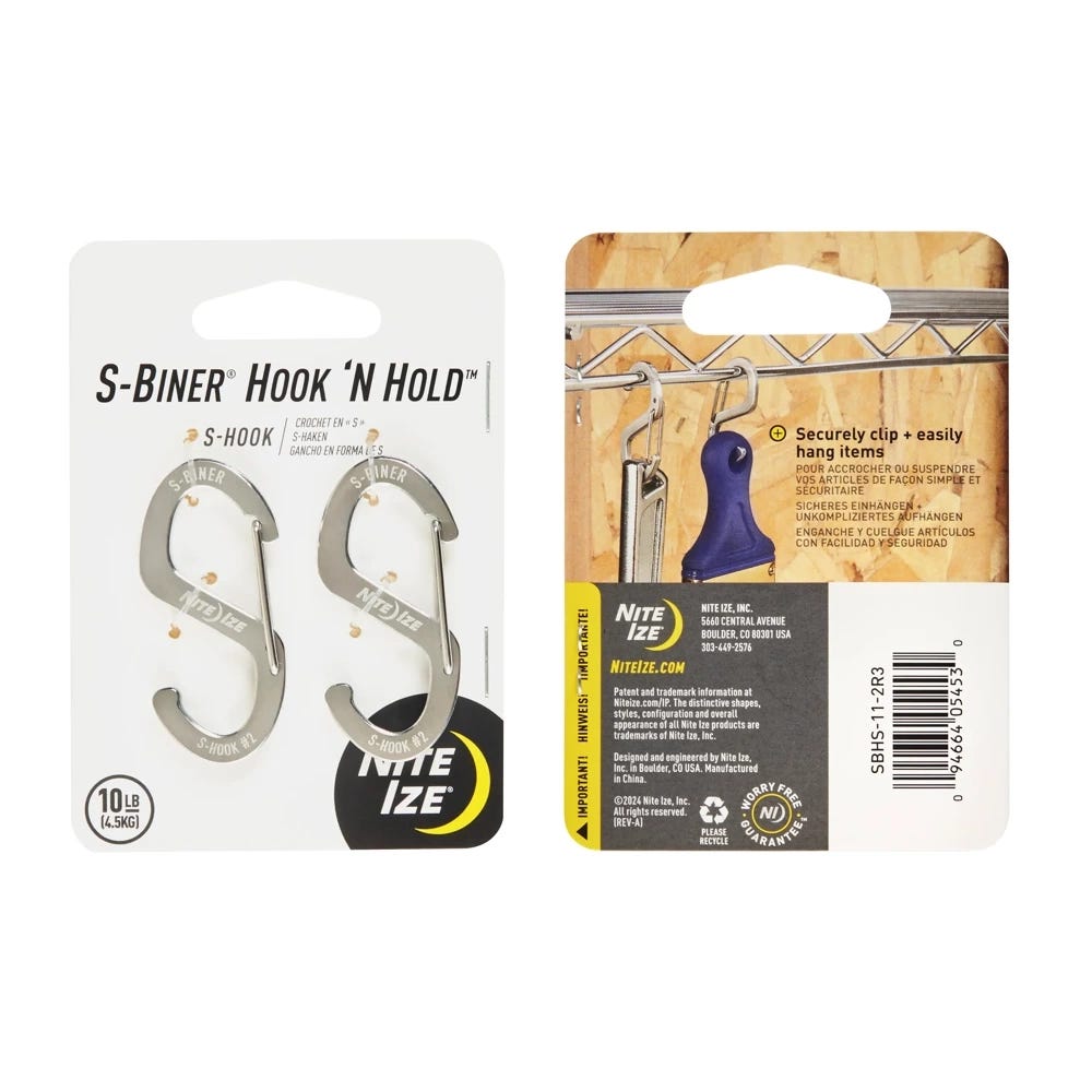 Nite Ize S-Biner Hook 'N Hold S-Hook - 2 Pack