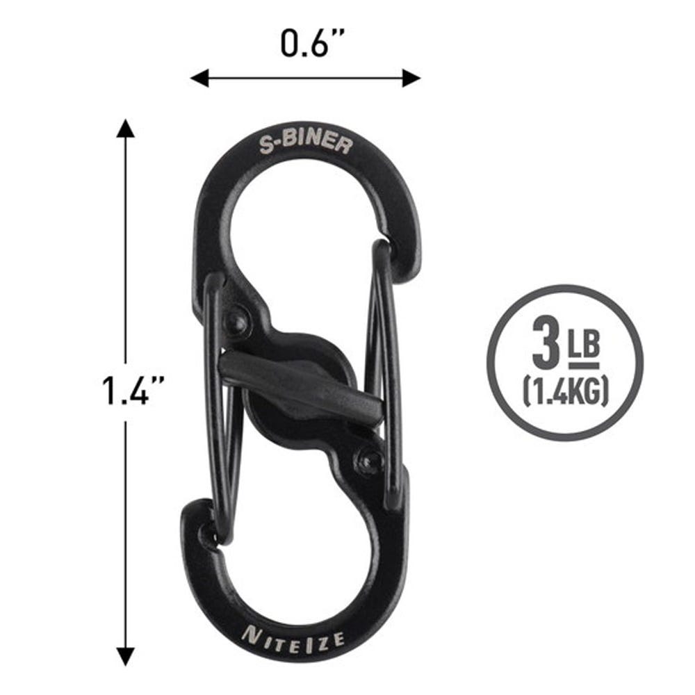 Nite Ize S-Biner MicroLock Stainless Steel - Black - 2 Pack