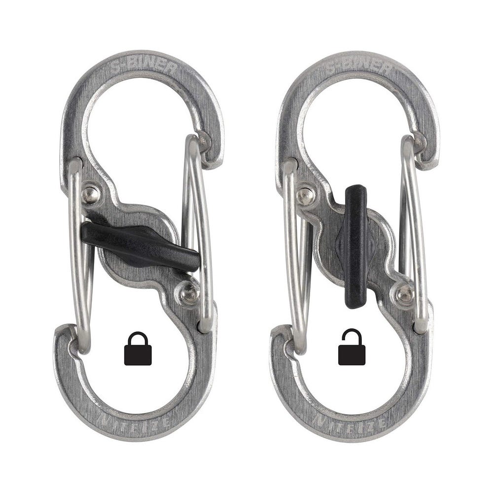 Nite Ize S-Biner MicroLock Stainless Steel - Stainless - 2 Pack