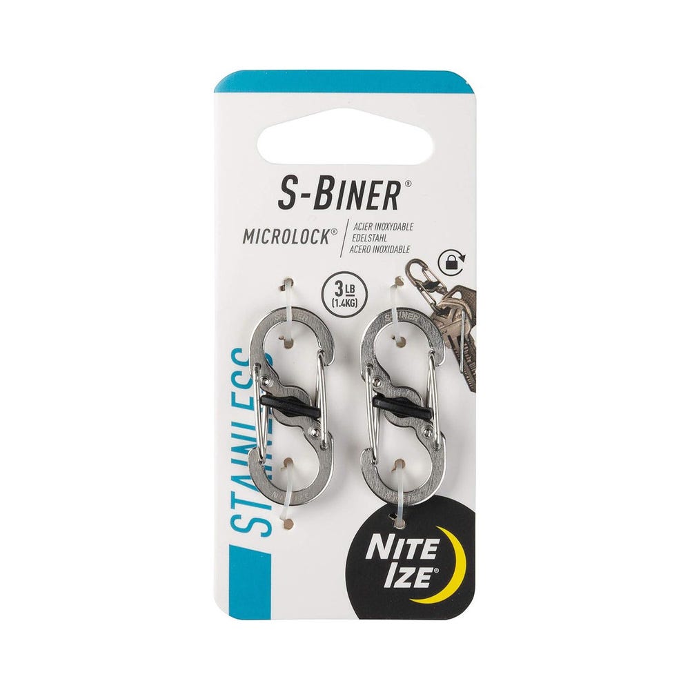Nite Ize S-Biner MicroLock Stainless Steel - Stainless - 2 Pack