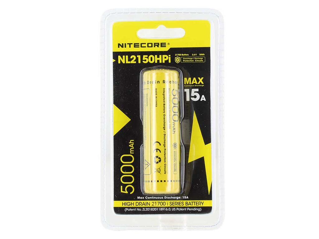 Nitecore NL2150HPi 5000 mAh 21700 Battery Dual Tip Polarity