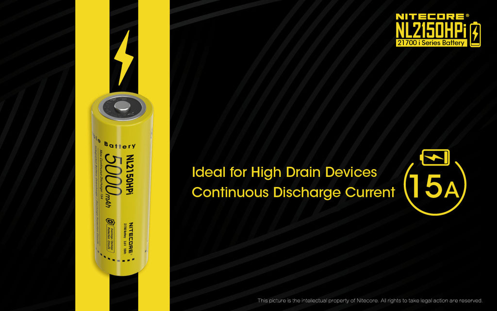 Nitecore NL2150HPi 5000 mAh 21700 Battery Dual Tip Polarity