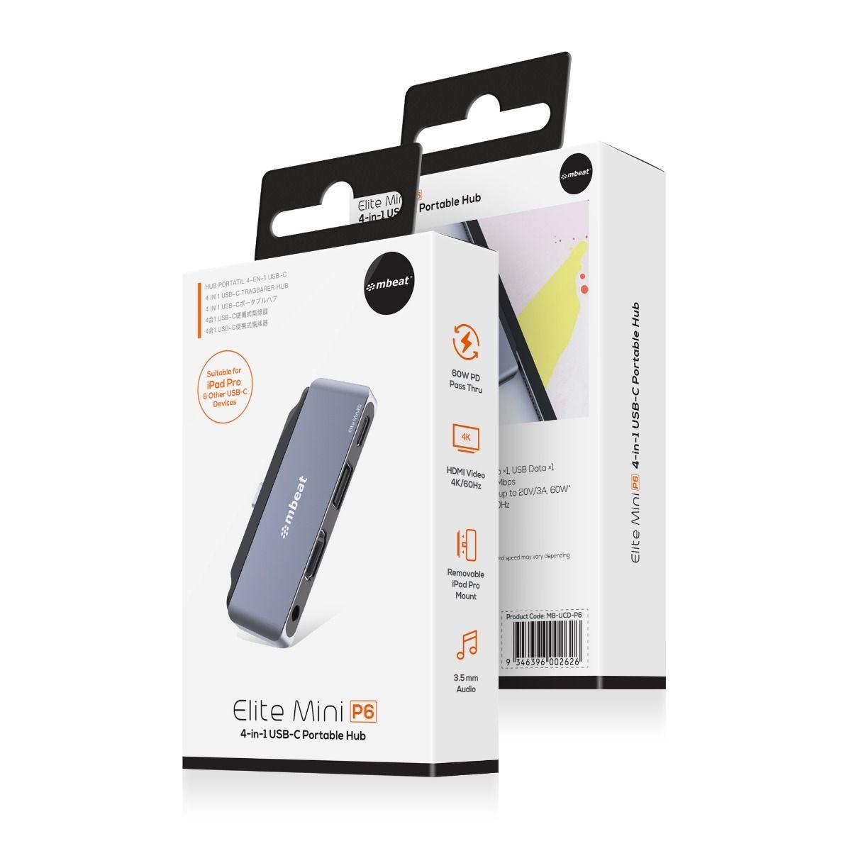 Mbeat Elite Mini 4-In-1 USB-C Mobile Hub for iPad Pro