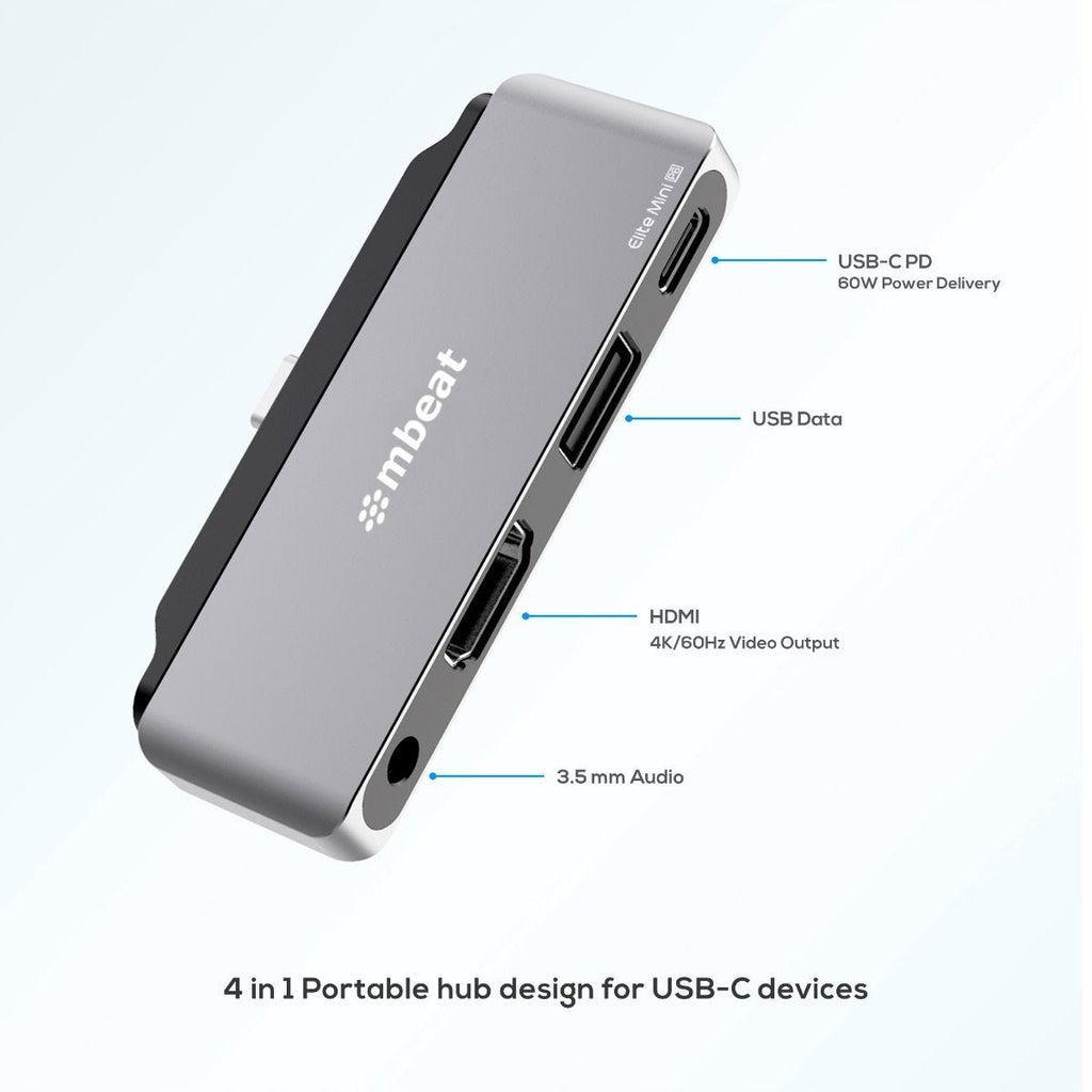 Mbeat Elite Mini 4-In-1 USB-C Mobile Hub for iPad Pro