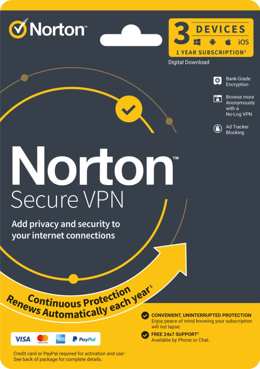 Norton Secure VPN 1 User 3 Devices 1 Year