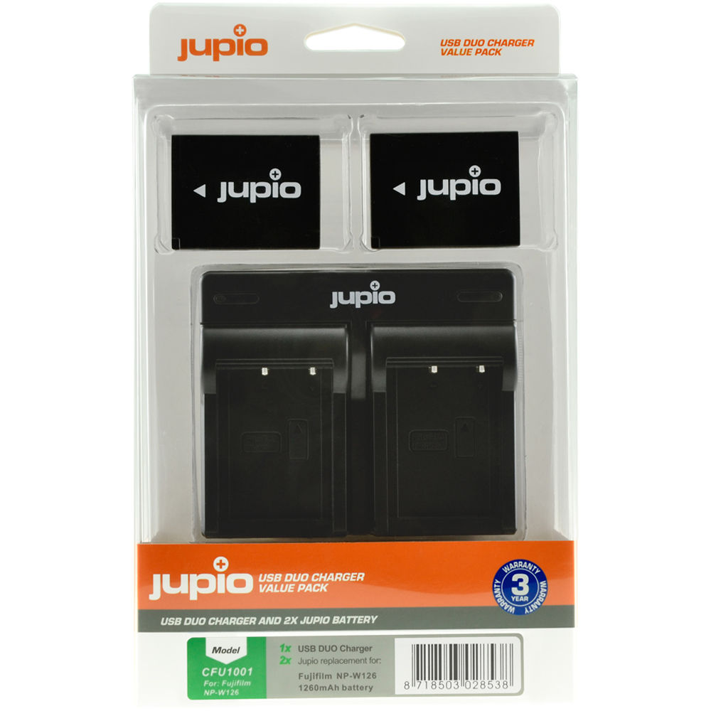 Jupio Fuji NP-W126S Twin Battery + USB Dual Charger Kit