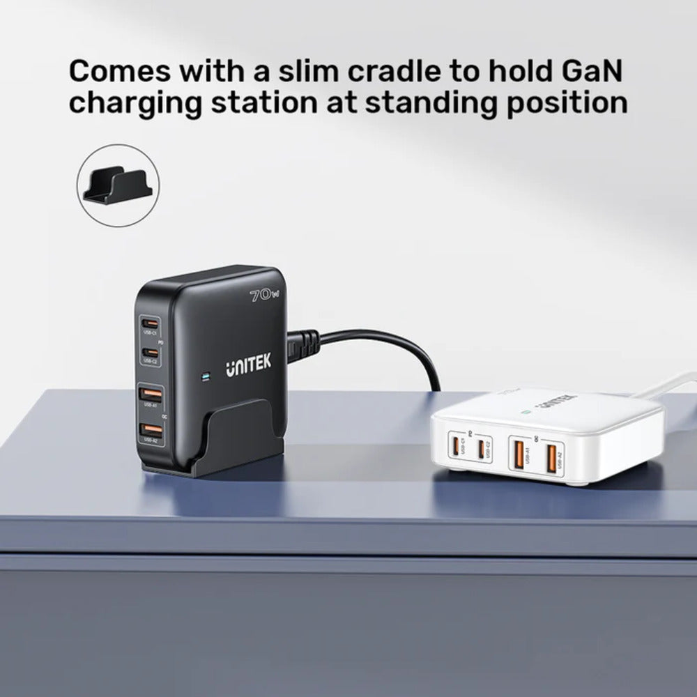 Unitek 70W Desktop GaN Charging Station with AC Power Cord (White)