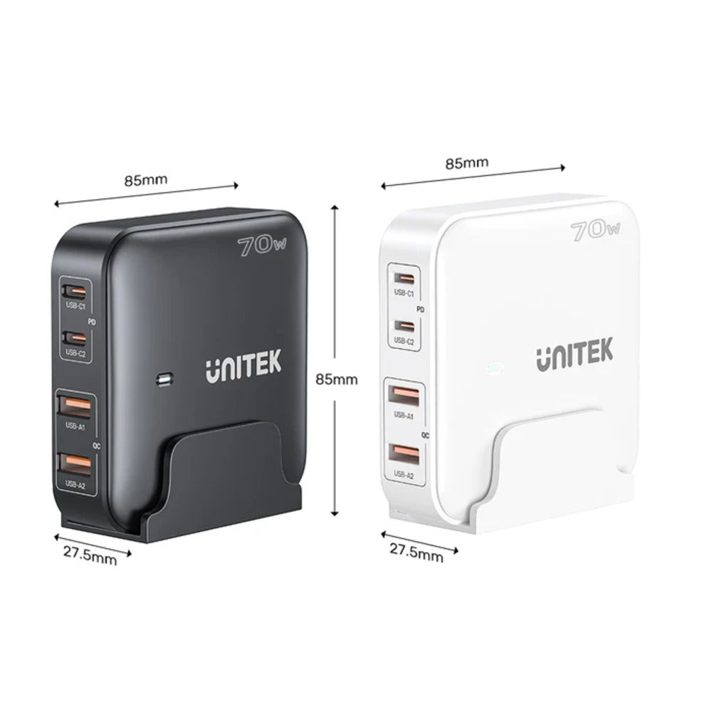 Unitek 70W Desktop GaN Charging Station with AC Power Cord (White)