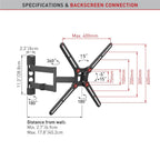 Barkan 13" - 65" 4 Movement Full Motion TV Wall Mount - Black