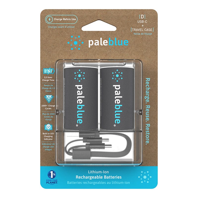Pale Blue Lithium Ion Rechargeable D Batteries