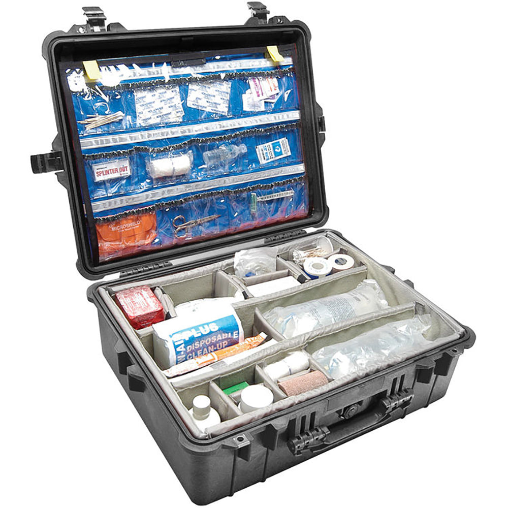 Pelican 1600EMS Case - Black with Padded Dividers