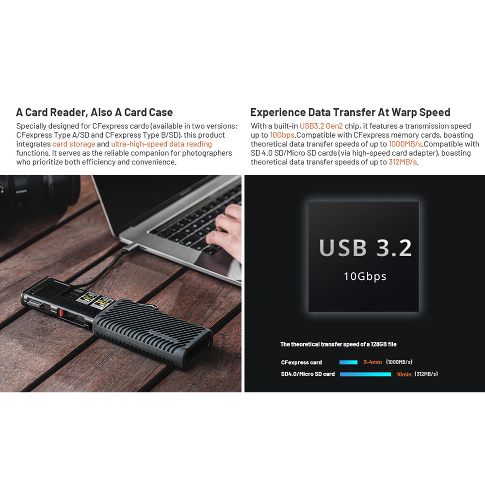 PGYTECH CFexpress CreatMate Card Reader Case Type BSD - Classic Black