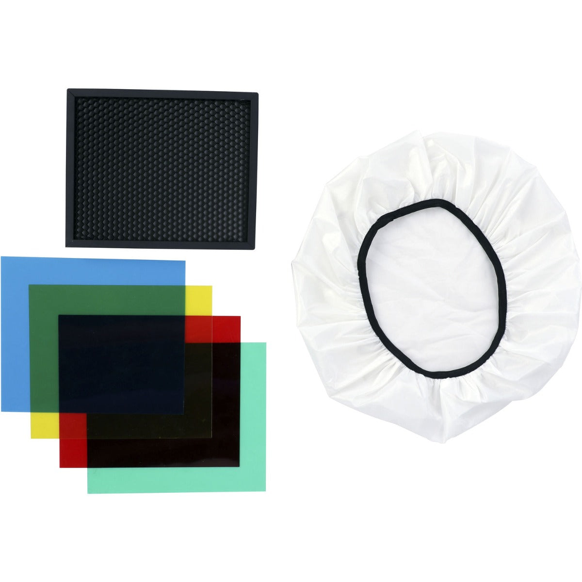 Phottix Kali 600 PH20900-1 Honeycomb, Gel & Diffuser Kit 4 Gels - Red Yellow Grn Blue