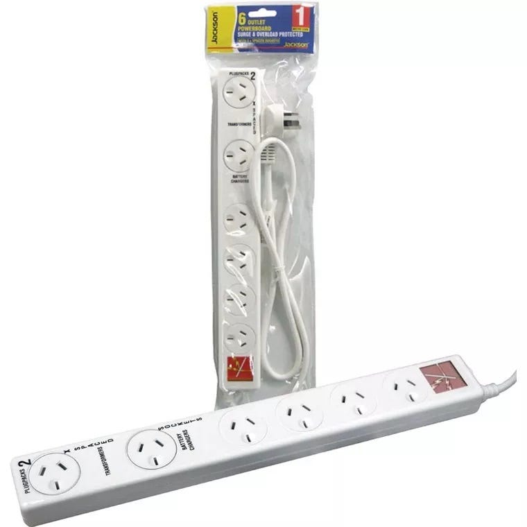 Jackson 6 Way Spaced Slimline Power Board Surge 