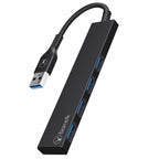  Bonelk Long-Life USB-A to 4 Port USB 3.0 Slim Hub, Black - ELK-80036-R
